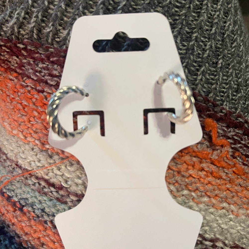 Silver Twisted Hoop Earrings